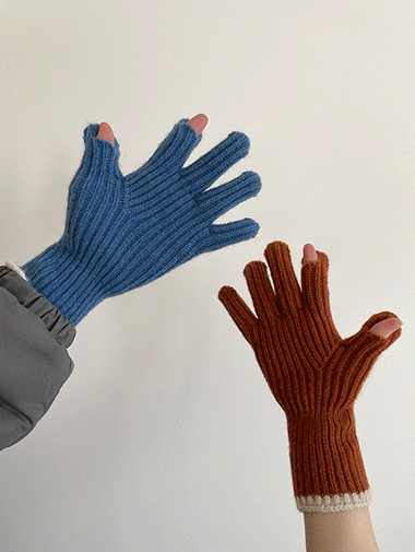 [50%] Woolen long knit gloves / 6color