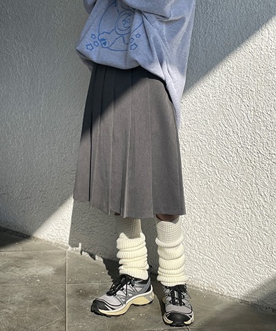 Midi pleats skirt / 2color